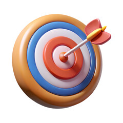 Colorful target with arrow hitting the bullseye symbolizing success and achievement