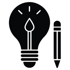 idea lightbulb   pencil vector icon