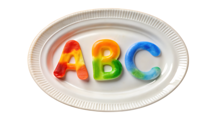 Abc letters made of gummy candy isolated on transparent background, a sweet treat