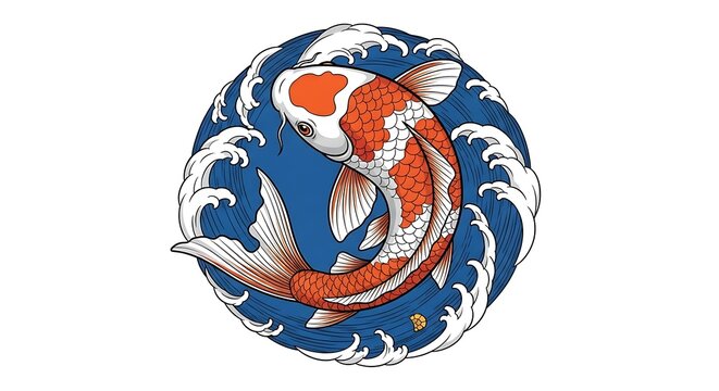 &ldquo;Koi Fish Japanese Vector Illustration on White Background&rdquo;