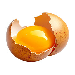 Cracked Egg with Visible Yolk, isolated on a transparent background