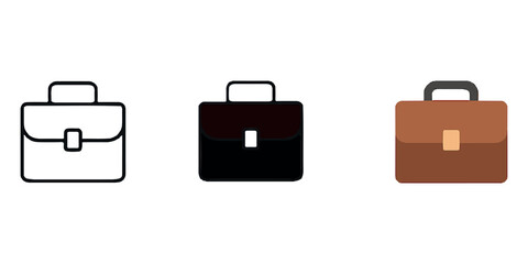 Vector business briefcase icon illustration symbol for travel and work portfolio