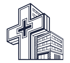 Graphic Stylized Cross in Front of Building. Monochromatic Linocut Architecture and Symbol. Bold Black and White Cross Illustration isolated on transparent background.