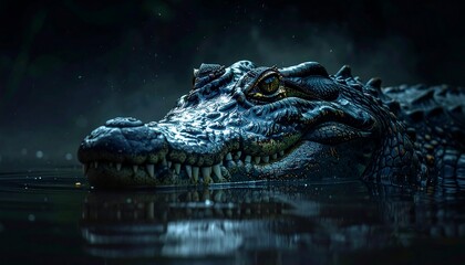 Fototapeta premium Crocodile in dark water