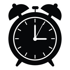 Classic twin bell alarm clock silhouette simple design timekeeping device icon silhouette