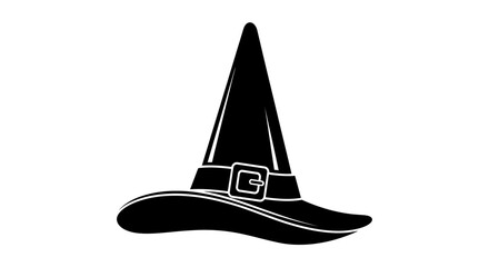 Mysterious black witch hat with buckle, perfect for Halloween and fantasy designs