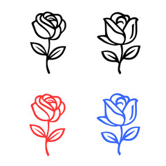 Vector illustration of  roses, simple logo outline floral design on white background
