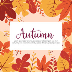 Autumn leaves set. Fall maple, oak, chestnut leaves, berries, acorn, forest foliage. Botanical elements of natural floral design. Flat vector illustration isolated on white background