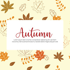 Autumn leaves set. Fall maple, oak, chestnut leaves, berries, acorn, forest foliage. Botanical elements of natural floral design. Flat vector illustration isolated on white background