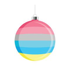 Genderflux pride flag Christmas ball icon vector isolated on a white background. LGBTQ+ decorative Christmas tree ornament. Christmas hanging bauble with a Genderflux pride flag symbol