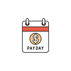 A detailed calendar with a dollar sign for a payday icon vector illustration