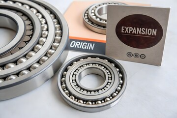 Obraz premium Close up of steel bearing components arranged in concentric circles
