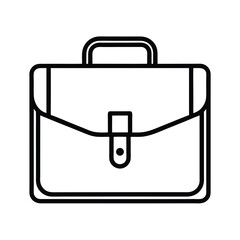 A modern minimalist business briefcase icon in a line style vector illustration