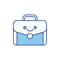 A classic minimalist business briefcase icon in a line style vector illustration