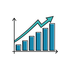 A vibrant profit growth arrow rising from a graph icon on a white background vector illustration