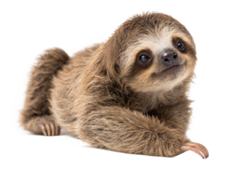 baby sloth isolated on a transparent background.