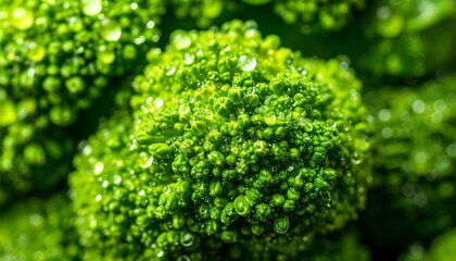 Close-up of fresh green broccoli florets