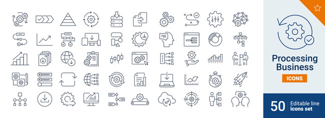 Processing icons Pixel perfect. product, work, activity,...	
