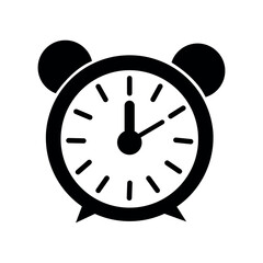 Classic alarm clock icon black and white