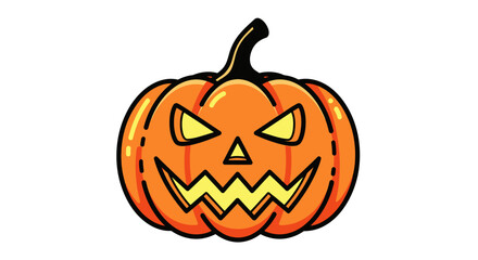 Spooky jack o'lantern grinning with bright yellow eyes and sharp teeth, perfect for Halloween celebrations and festive decorations