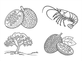 coloring page line art the tree black vector bundle