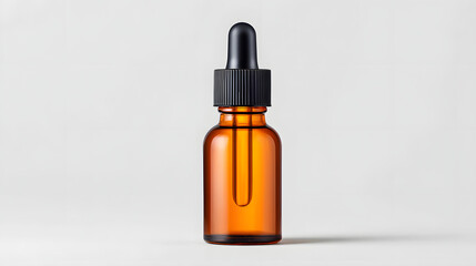Naklejka premium Amber dropper bottle glass skincare serum cosmetic mockup minimal blank label clean packaging. Amber dropper bottle glass skincare serum cosmetic mockup minimal blank label clean packaging white