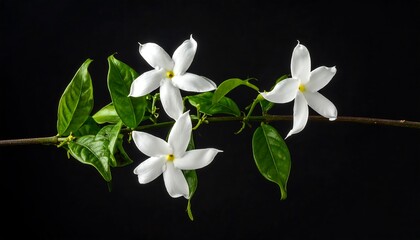 Obraz premium Close-up of a jasmine branch with blossoms