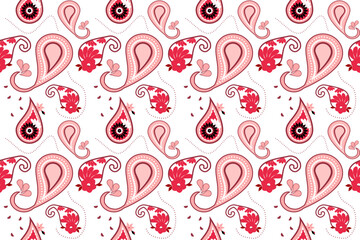 Paisley Pattern, Native American tribal fabric,ethnic art design Continuing the local fabric pattern, used for weaving carpets,vector illustration,wallpaper,embroidery,cards,scrapbooks,flower pattern.