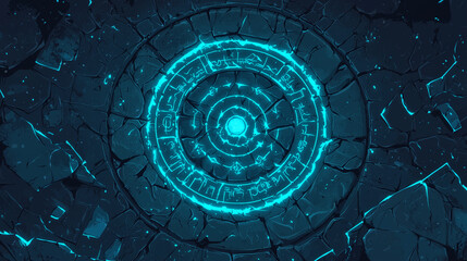 蒼光に輝く古代魔法陣