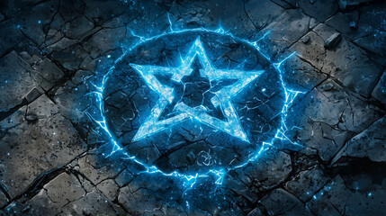 蒼光に輝く古代魔法陣