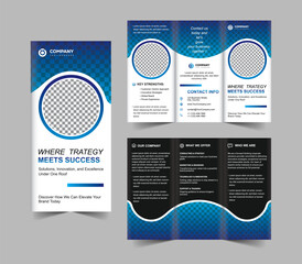 Clean Wave Circle Trifold Business Brochure Template Minimal Photo Ready