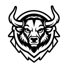 A filled style icon of a buffalo face