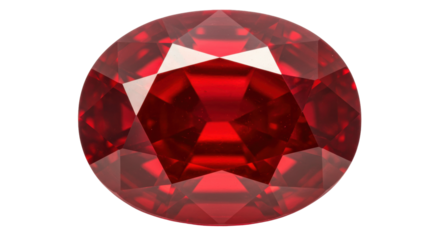 Round cut red ruby gemstone isolated, precious stone for jewelry design and luxury accessories on transparent background