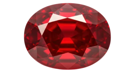 Fototapete Edelstein Round cut red ruby gemstone isolated, precious stone for jewelry design and luxury accessories on transparent background  © Laura