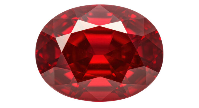 Round cut red ruby gemstone isolated, precious stone for jewelry design and luxury accessories on transparent background
