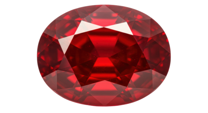 Round cut red ruby gemstone isolated, precious stone for jewelry design and luxury accessories on transparent background
