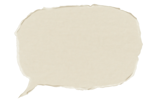 Brown paper bubble. Blank brown cut out cardboard paper speech bubble. Png transparency