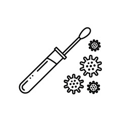 Medical swab and virus icons for testing and diagnosis
