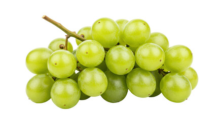 Fresh green grapes isolated on transparent background, healthy fruit for snack and dessert use