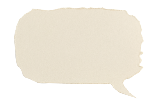 Brown paper bubble. Blank brown cut out cardboard paper speech bubble. Png transparency