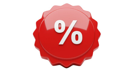 Red percentage sign isolated PNG, discount symbol for sales promotion and marketing campaigns on transparent background