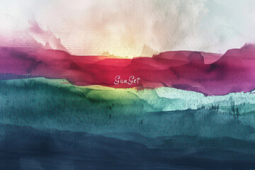 Abstract Watercolor Sunset and Sunrise