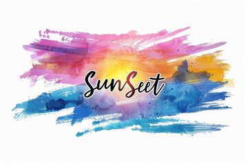 Abstract Watercolor Sunset and Sunrise
