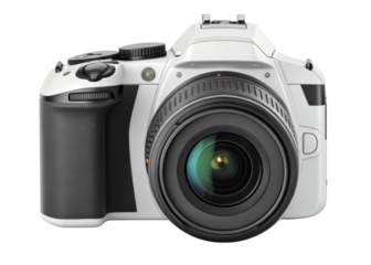DSLR camera isolated on a transparent background.