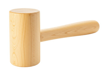Wooden mallet isolated on transparent background, woodworking tool for carpentry and construction projects, PNG
