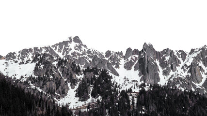Snow-capped mountain isolated on transparent background. PNG