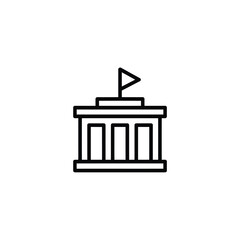 Simple outline icon of a government building with a flag
