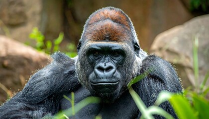 Close-up of a large gorilla