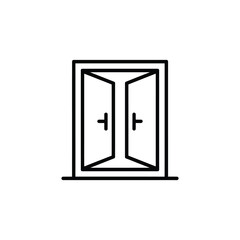 Simple line art icon of double doors