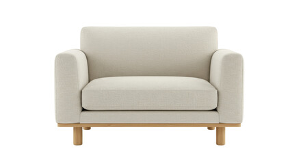 Modern beige armchair isolated on transparent background, contemporary living room furniture for interior design and home decor